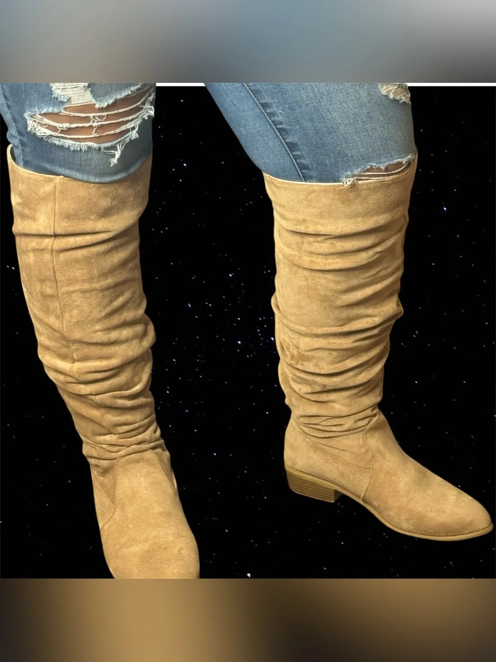 SHEIN Knee-High Suede Boots - Tan Women’s Boot